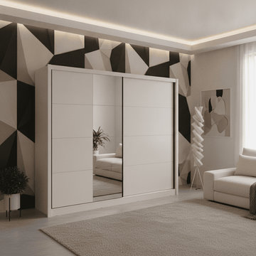Amos Mann Cashmere Taupe 251cm Extra Large Mirrored Sliding Door Wardrobe 11013762
