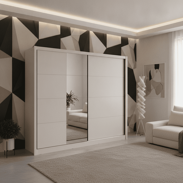 Alvira Cashmere Taupe 251cm Extra Large Mirrored Sliding Door Wardrobe 11013762