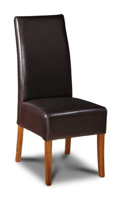 Brown Madrid Leather Dining Chair Dark Leg - In Stock