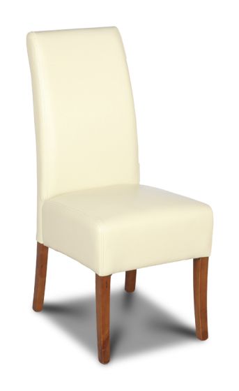 Cream Leather Madrid Dining Chair (Dark Leg)