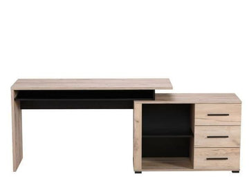 Amos Mann Oak And Black Corner Desk