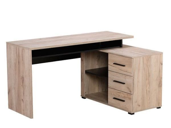Oak & Black Corner Desk