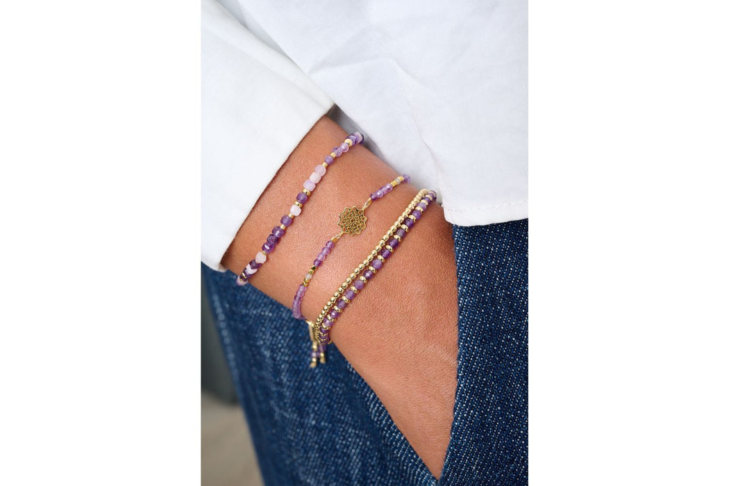 Violet Amethyst Mix Gold Bracelet