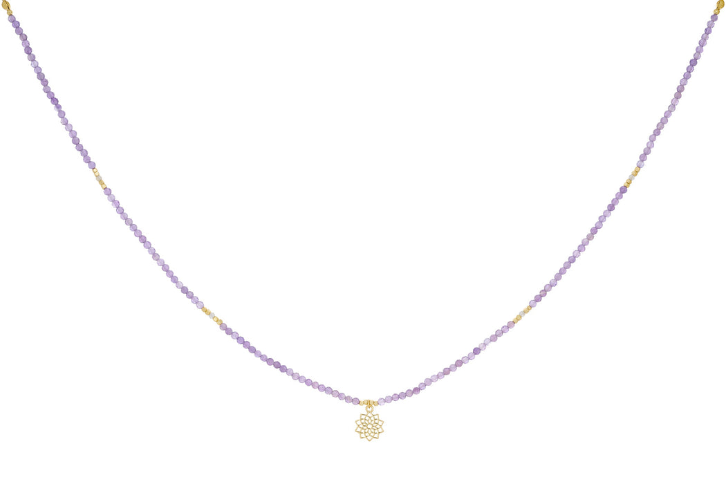 Amethyst and Labradorite Gold Crown Chakra Necklace