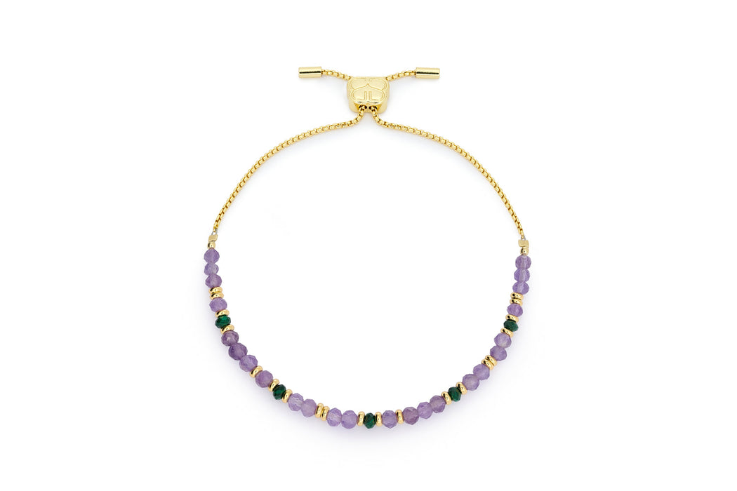 Amina Gold, Amethyst & Malachite Gemstone Bracelet