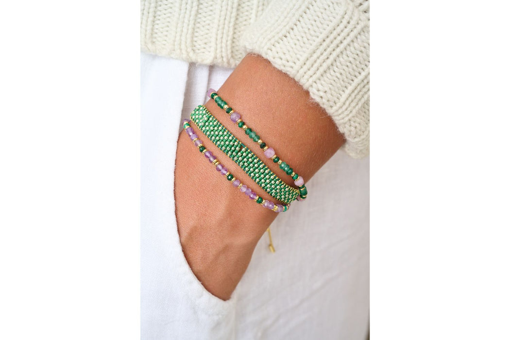 Amina Gold, Amethyst & Malachite Gemstone Bracelet