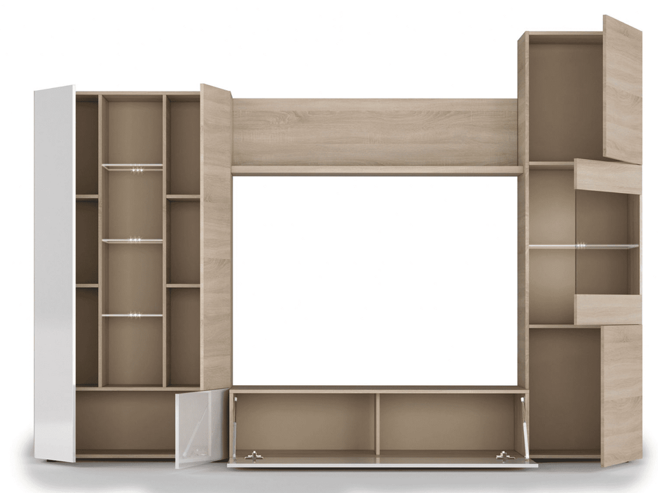 Amora White and Oak Wall Entertainment Unit 016642F