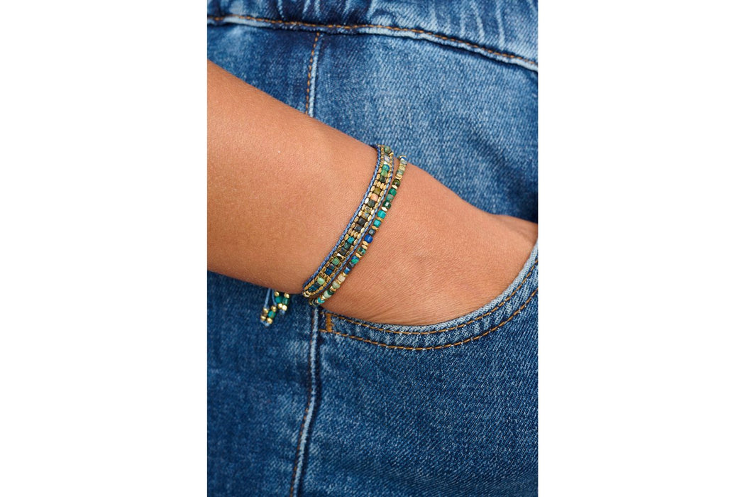 Anastasia Gold & Azurite Gemstone Friendship Bracelet