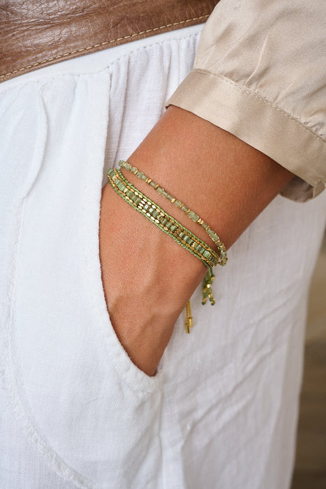 Anastasia Gold & Green Apatite Friendship Bracelet