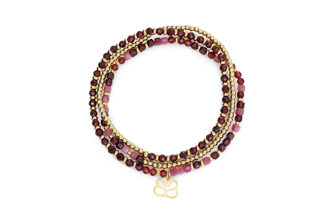 Annabelle Garnet & Gold Beaded Wrap Bracelet