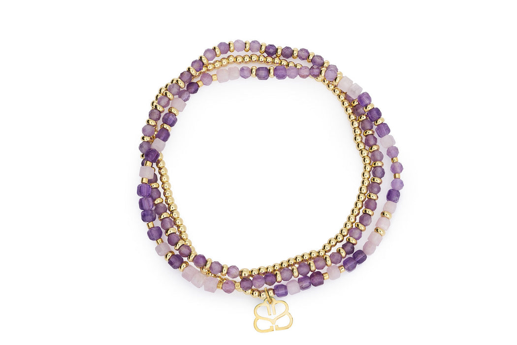 Annabelle Gold & Amethyst Beaded Wrap Bracelet