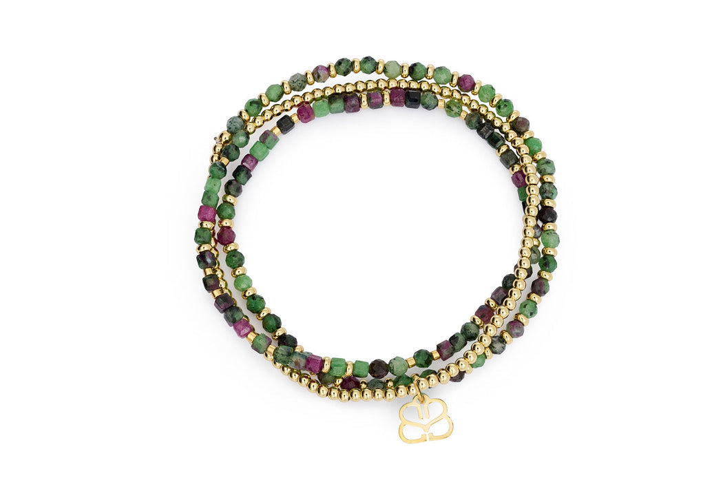 Annabelle Gold & Ruby Zoisite Mix Gemstone Wrap Bracelet