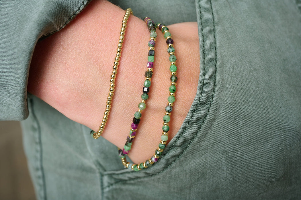 Annabelle Gold & Ruby Zoisite Mix Gemstone Wrap Bracelet