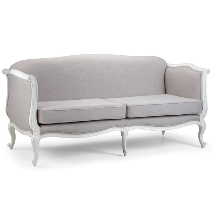 Antiqued White Linen Settee