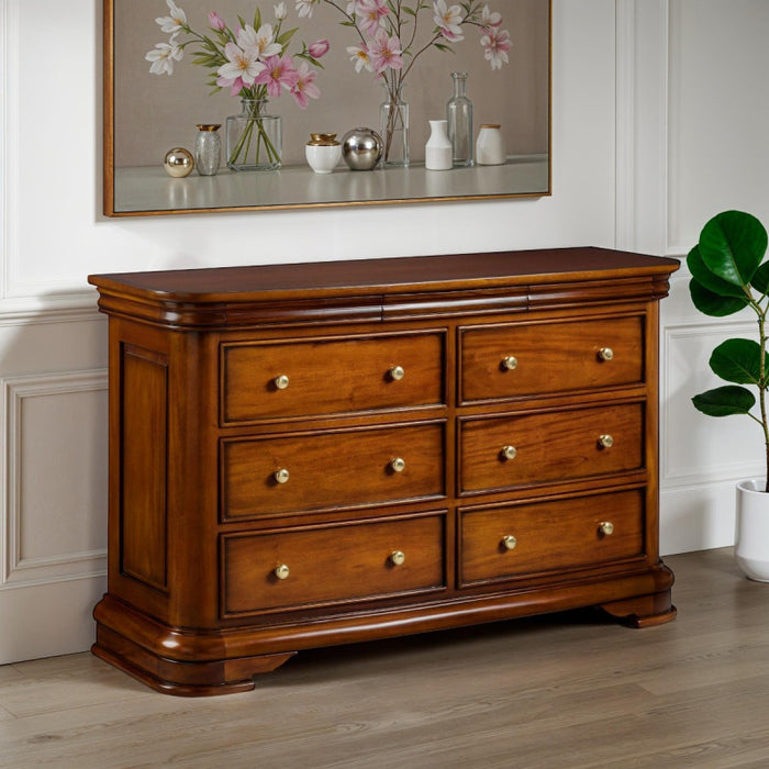 Antoinette French Sleigh Wide 6 Drawer Chest