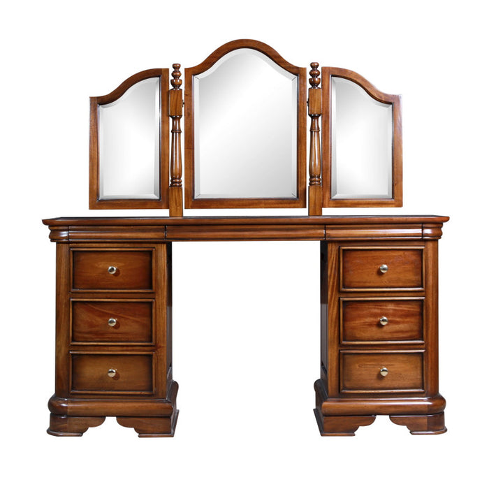 Antoinette French Sleigh Dressing Table with Mirrors