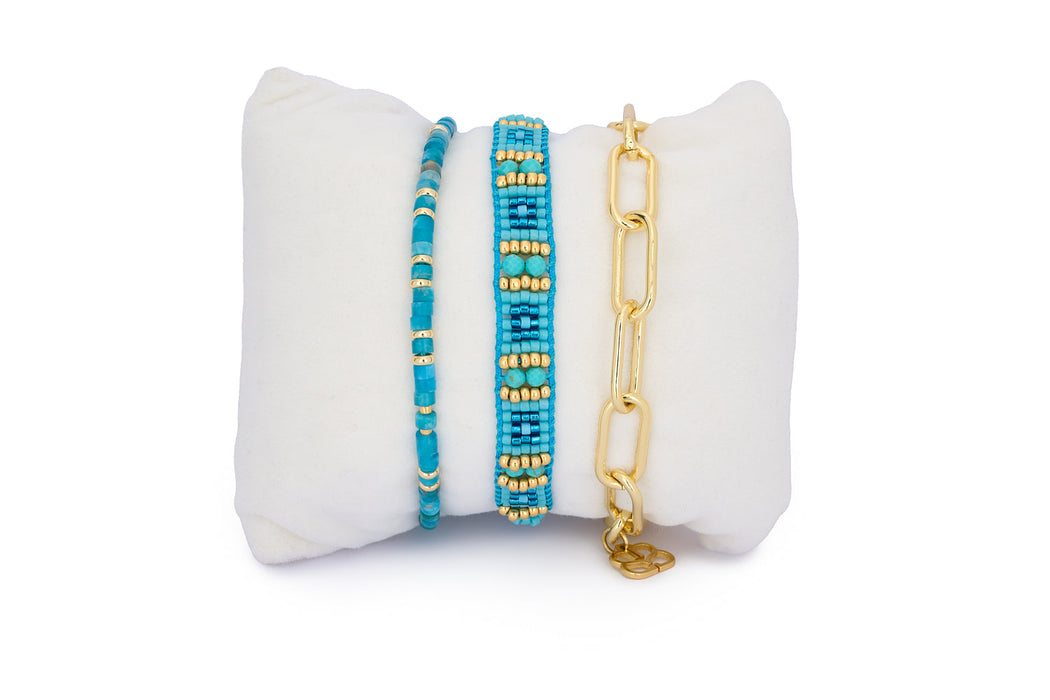 Aruba Apatite & Gold Bracelet Stack