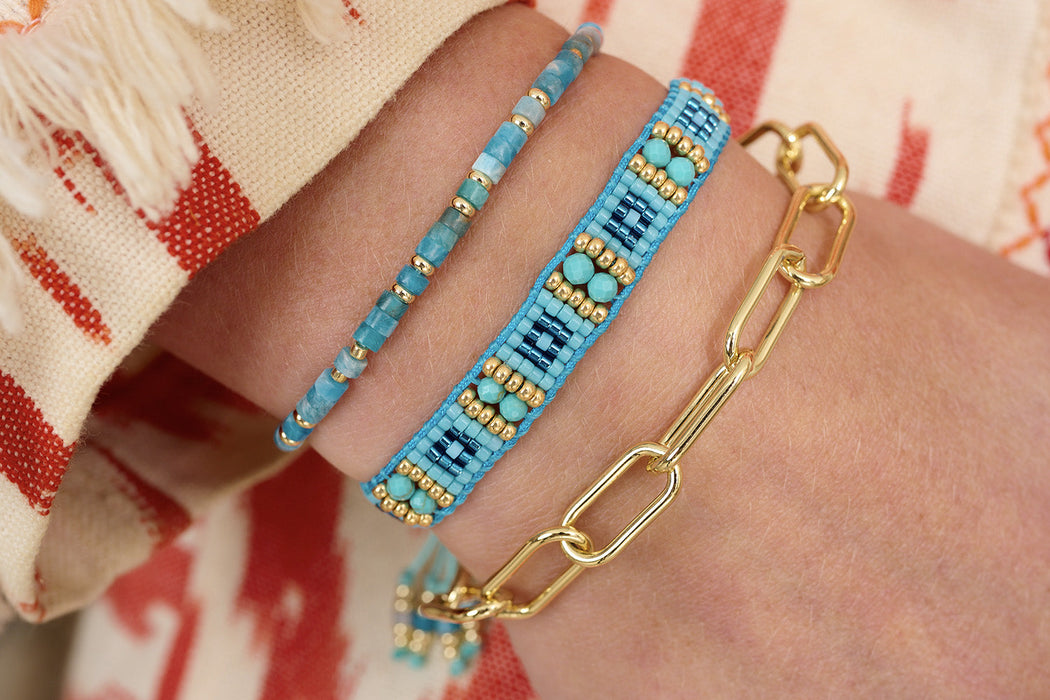 Aruba Apatite & Gold Bracelet Stack
