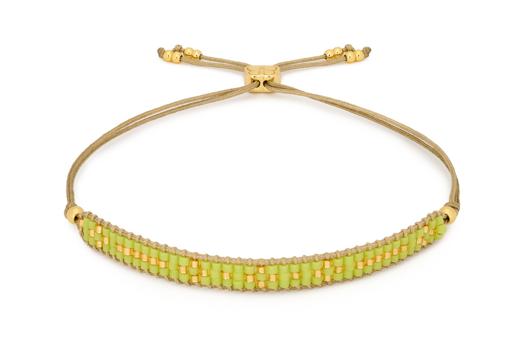 Aslan Gold & Lime Beaded Friendship Bracelet