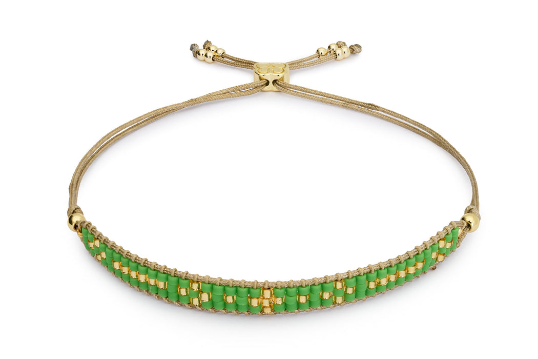 Aslan Green & Gold Beaded Friendship Bracelet