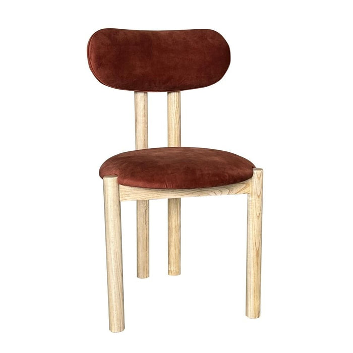 Aspen Orange Rust Velvet Oak Dining Chair - In Stock