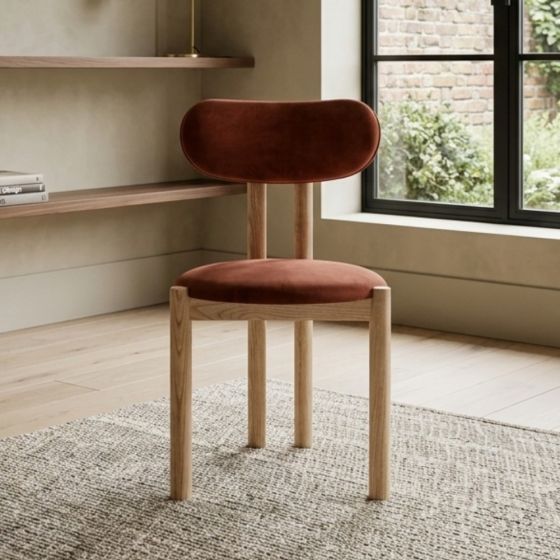 Acre & Artisan Aspen Velvet Orange Rust Dining Chair 1