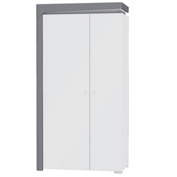 Amos Mann Grey And White Gloss 2 Door Wardrobe With LED Lights