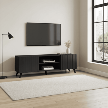 Amos Mann Matte Black Large TV Cabinet