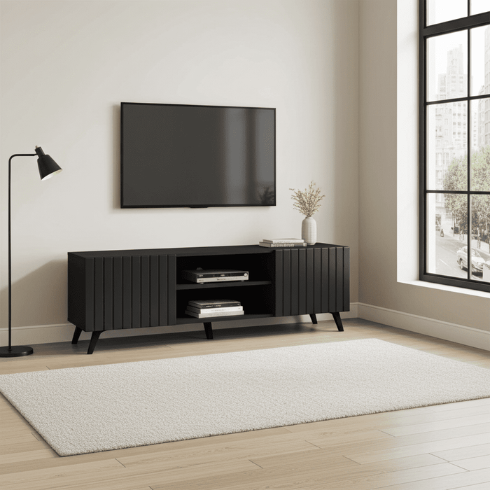Matte Black Large TV Cabinet