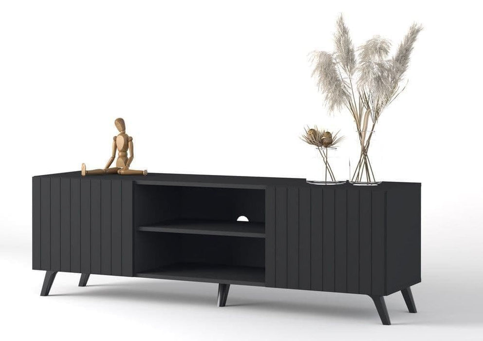 Matte Black Large TV Cabinet