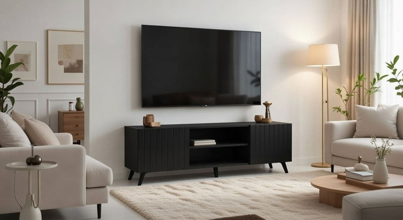 Matte Black Large TV Cabinet