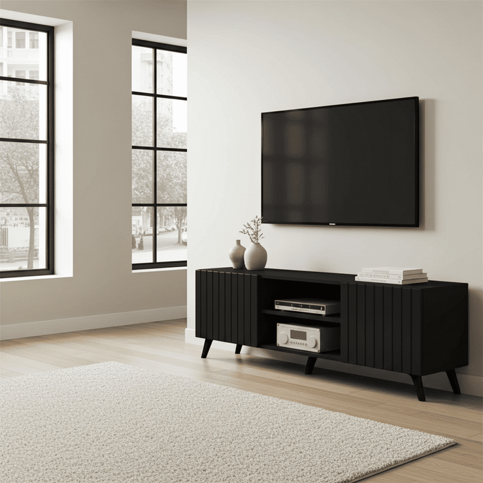Matte Black Large TV Cabinet