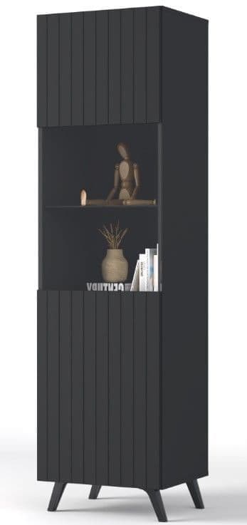 Amos Mann Matte Black Tall Display Cabinet