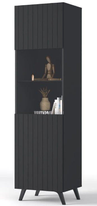 Matte Black Tall Display Cabinet