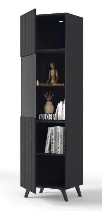 Matte Black Tall Display Cabinet