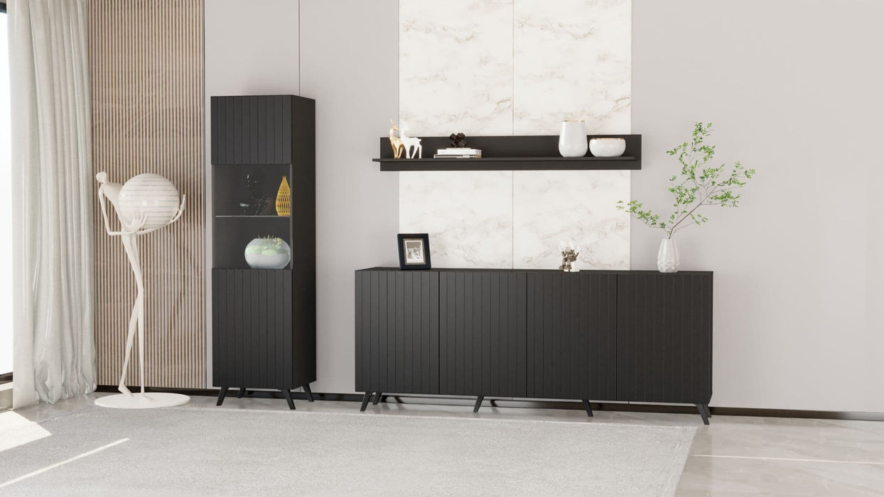 Matte Black Tall Display Cabinet