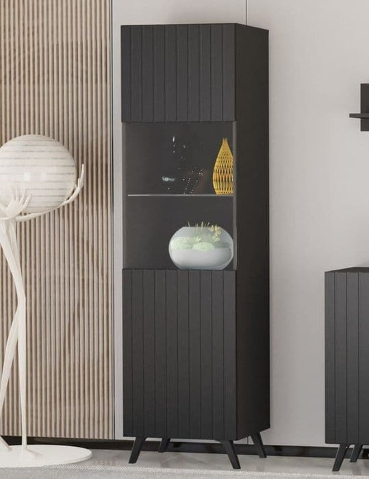 Matte Black Tall Display Cabinet