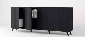 Amos Mann Matte Black Wide 4 Door Sideboard