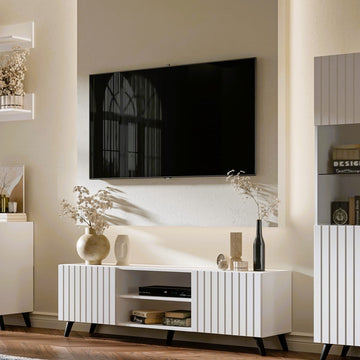 Amos Mann Matte White Large TV Cabinet