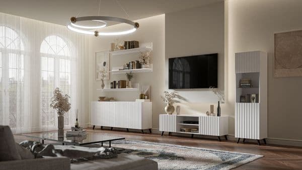 Matte White Tall Display Cabinet