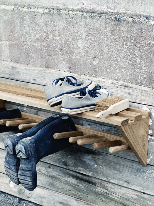 Oak Boot Rack With Shelf
