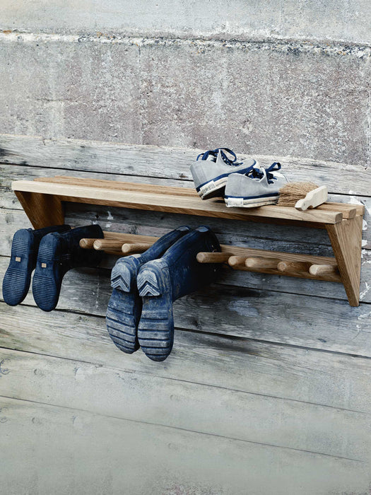 Oak Boot Rack With Shelf