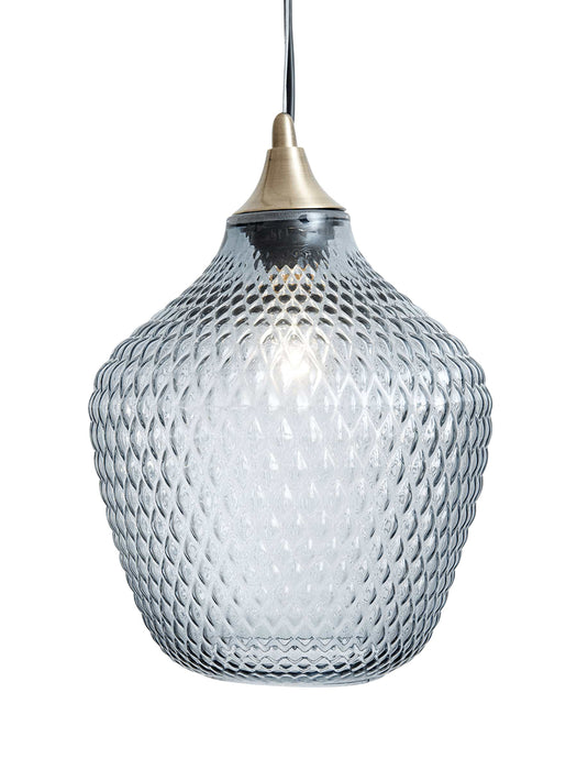 Embossed Glass Pendant - Blue Grey