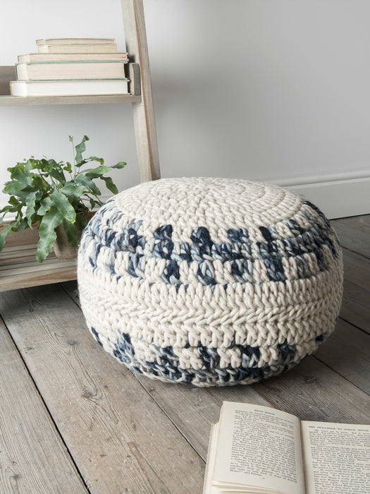 Chunky Knitted Pouffe - Blue