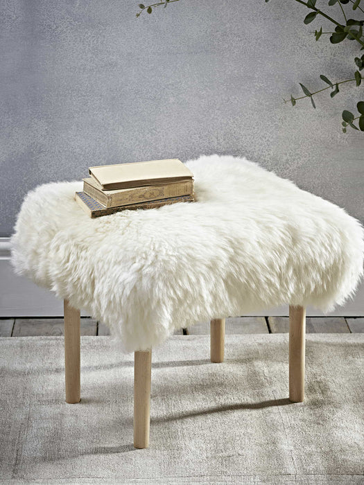 Low Sheepskin Stool - Ivory