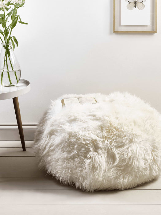 Sumptuous Sheepskin Pouffe - Ivory