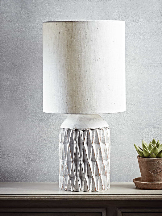 White Glazed Terracotta Table Lamp