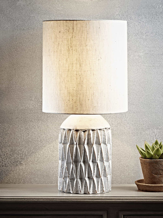 White Glazed Terracotta Table Lamp