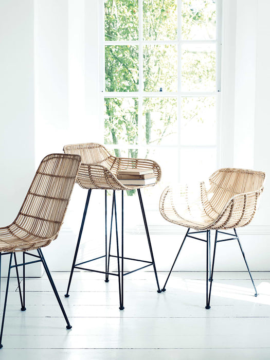 Flat Rattan Counter Stool - Natural