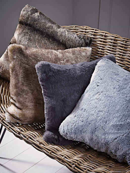 Supersoft Faux Fur Square Cushion - Snow Fox